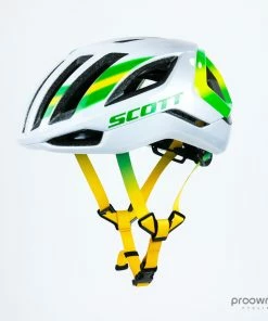 Scott Centric PLUS Helmet - Australian Champion - White/Silver/Green/Yellow - Mitchelton-Scott